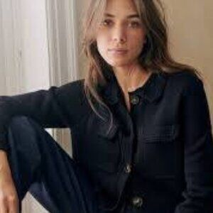 SEZANE Betty Cardigan, Navy Crochet, size Small, NWT